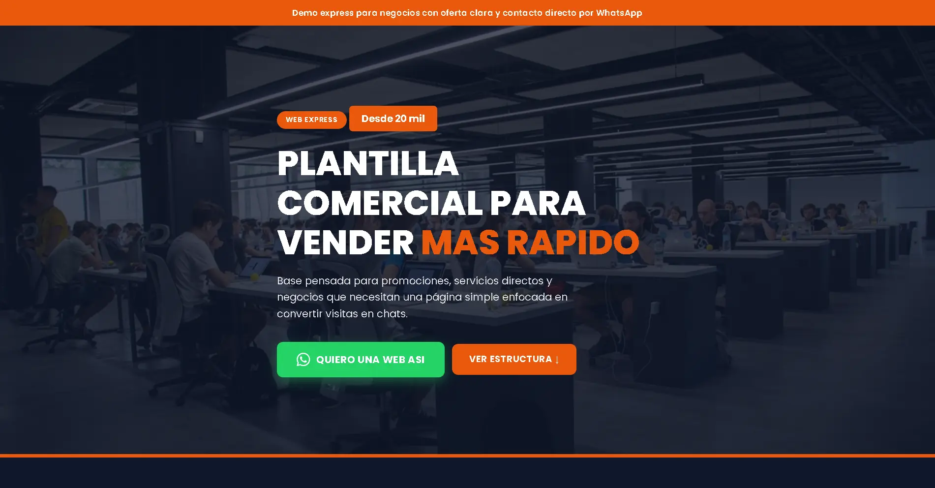 Ejemplo de plantilla web comercial